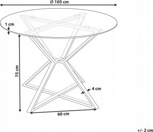 Beliani Stół do jadalni szklany okrągły ⌀ 105 cm srebrny BOSCO 5