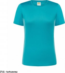 JHK T-shirt JHK SPORTLADY damski sportowy - dopasowany do sylwetki, dekoracyjne przeszycia przd, tył, rękawy, 100% poliester, 130g, - turkusowy S 1