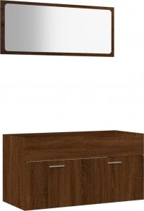 vidaXL vidaXL 2-częściowy zestaw mebli łazienkowych, brązowy dąb 2