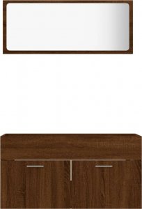 vidaXL vidaXL 2-częściowy zestaw mebli łazienkowych, brązowy dąb 5