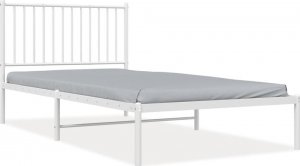 vidaXL vidaXL Metalowa rama łóżka z wezgłowiem, biała, 100x200 cm 2