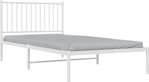 vidaXL vidaXL Metalowa rama łóżka z wezgłowiem, biała, 100x200 cm 3