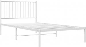 vidaXL vidaXL Metalowa rama łóżka z wezgłowiem, biała, 100x200 cm 4