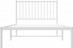 vidaXL vidaXL Metalowa rama łóżka z wezgłowiem, biała, 100x200 cm 5