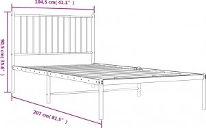 vidaXL vidaXL Metalowa rama łóżka z wezgłowiem, biała, 100x200 cm 9