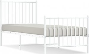 vidaXL vidaXL Metalowa rama łóżka z wezgłowiem i zanóżkiem, biała, 75x190 cm 2