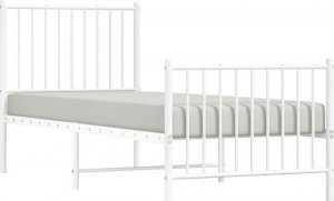 vidaXL vidaXL Metalowa rama łóżka z wezgłowiem i zanóżkiem, biała, 75x190 cm 3