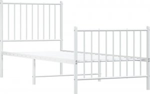 vidaXL vidaXL Metalowa rama łóżka z wezgłowiem i zanóżkiem, biała, 75x190 cm 4
