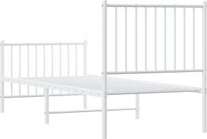 vidaXL vidaXL Metalowa rama łóżka z wezgłowiem i zanóżkiem, biała, 75x190 cm 7