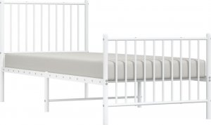 vidaXL vidaXL Metalowa rama łóżka z wezgłowiem i zanóżkiem, biała, 80x200 cm 3