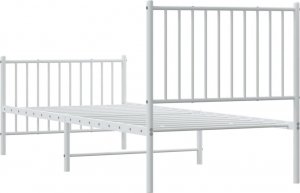 vidaXL vidaXL Metalowa rama łóżka z wezgłowiem i zanóżkiem, biała, 80x200 cm 7
