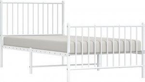 vidaXL vidaXL Metalowa rama łóżka z wezgłowiem i zanóżkiem, biała, 90x200 cm 3