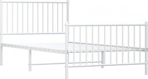 vidaXL vidaXL Metalowa rama łóżka z wezgłowiem i zanóżkiem, biała, 100x200 cm 4