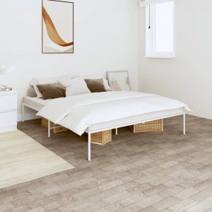 vidaXL vidaXL Metalowa rama łóżka, biała, 140x200 cm 1
