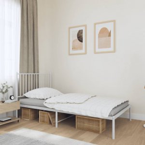 vidaXL vidaXL Metalowa rama łóżka z wezgłowiem, biała, 100x190 cm 1