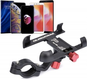 4kom.pl Uchwyt rowerowy do roweru hulajnogi motocyklu wózka na telefon smartfon solidny aluminiowy Czarny 11