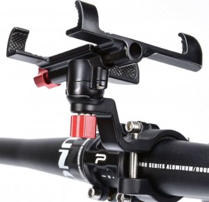 4kom.pl Uchwyt rowerowy do roweru hulajnogi motocyklu wózka na telefon smartfon solidny aluminiowy Czarny 12