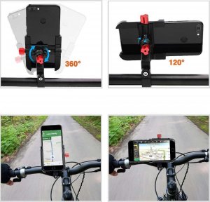 4kom.pl Uchwyt rowerowy do roweru hulajnogi motocyklu wózka na telefon smartfon solidny aluminiowy Czarny 15