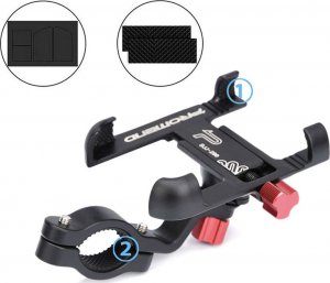 4kom.pl Uchwyt rowerowy do roweru hulajnogi motocyklu wózka na telefon smartfon solidny aluminiowy Czarny 16