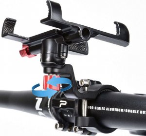 4kom.pl Uchwyt rowerowy do roweru hulajnogi motocyklu wózka na telefon smartfon solidny aluminiowy Czarny 17