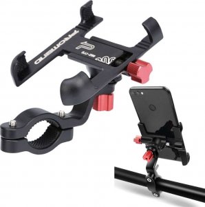 4kom.pl Uchwyt rowerowy do roweru hulajnogi motocyklu wózka na telefon smartfon solidny aluminiowy Czarny 18