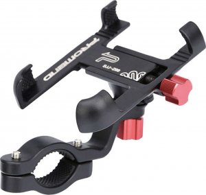 4kom.pl Uchwyt rowerowy do roweru hulajnogi motocyklu wózka na telefon smartfon solidny aluminiowy Czarny 3