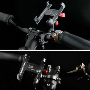 4kom.pl Uchwyt rowerowy do roweru hulajnogi motocyklu wózka na telefon smartfon solidny aluminiowy Czarny 5