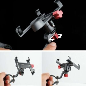 4kom.pl Uchwyt rowerowy do roweru hulajnogi motocyklu wózka na telefon smartfon solidny aluminiowy Czarny 6