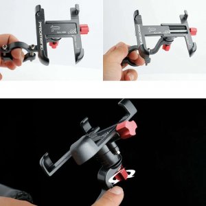 4kom.pl Uchwyt rowerowy do roweru hulajnogi motocyklu wózka na telefon smartfon solidny aluminiowy Czarny 7