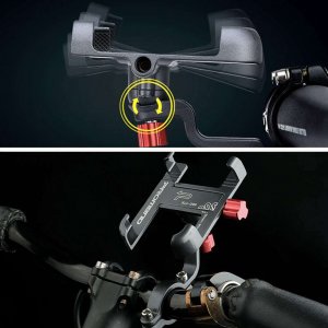 4kom.pl Uchwyt rowerowy do roweru hulajnogi motocyklu wózka na telefon smartfon solidny aluminiowy Czarny 8