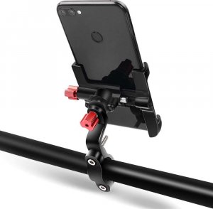 4kom.pl Uchwyt rowerowy do roweru hulajnogi motocyklu wózka na telefon smartfon solidny aluminiowy Czarny 9