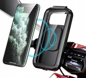 TKNconnect Wodoodporny uchwyt motocyklowy na telefon XL z ładowaniem bezprzewodowym i USB C 4