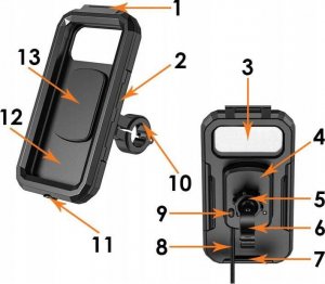 TKNconnect Wodoodporny uchwyt motocyklowy na telefon XL z ładowaniem bezprzewodowym i USB C 9
