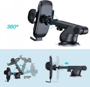 Alogy Uchwyt samochodowy Alogy do telefonu 4-7 cali na deskę rozdzielczą i szybę Czarny + Kabel Alogy 3w1 6