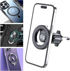 4kom.pl Uchwyt samochodowy Magnetic MagSafe Vent Car Mount uchwyt do auta do telefonu do kratki wentylacyjnej do MagSafe Czarny 5