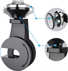 4kom.pl Uchwyt samochodowy Magnetyczny uniwersalny do telefonu na zagłówek Black + Kabel 3w1 + Ładowarka USB-C + USB 3.1A 4