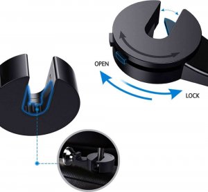 4kom.pl Uchwyt samochodowy Magnetyczny uniwersalny do telefonu na zagłówek Black + Kabel 3w1 + Ładowarka USB-C + USB 3.1A 10