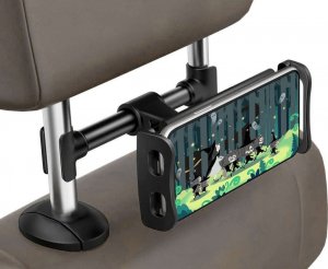 Alogy Uchwyt samochodowy na zagłówek Alogy do tabletu telefonu Czarny + Kabel 3w1 + Ładowarka USB-C + USB 3.1A 2