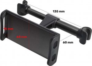 Alogy Uchwyt samochodowy na zagłówek Alogy do tabletu telefonu Czarny + Kabel 3w1 + Ładowarka USB-C + USB 3.1A 3