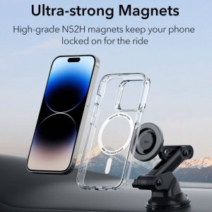ESR Uchwyt samochodowy magnetyczny ESR Halolock Magnetic MagSafe Dashboard Adjustable Car Mount Black 7