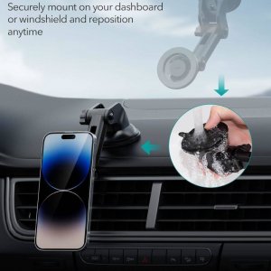 ESR Uchwyt samochodowy magnetyczny ESR Halolock Magnetic MagSafe Dashboard Adjustable Car Mount Black 8