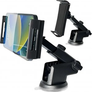 4kom.pl Uchwyt samochodowy do samochodu auta na telefon tablet na Szybę, deskę, kokpit Czarny 14