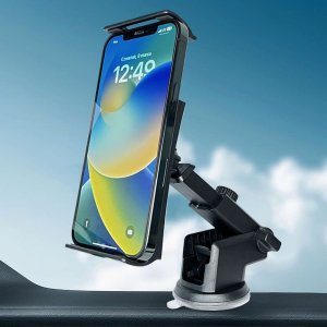4kom.pl Uchwyt samochodowy do samochodu auta na telefon tablet na Szybę, deskę, kokpit Czarny 6