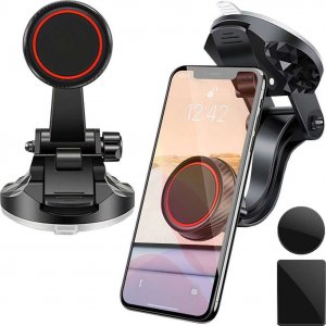 4kom.pl Uchwyt samochodowy CHM03 magnetyczny do telefonu do auta Szyby na szybę Deskę rozdzielczą Czarny 1