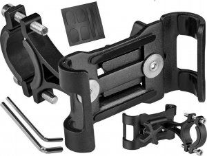 4kom.pl Uchwyt rowerowy metalowy na kierownicę do telefonu na rower motor hulajnogę czarny + Pasek bezpieczeństwa 13