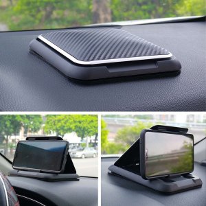 Alogy Uchwyt samochodowy Alogy Carbon na telefon do 6.8 cali GPS na deskę kokpit Czarny + Kabel 3w1 + Ładowarka USB-C + USB 3.1A 17