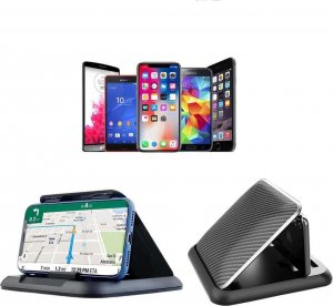 Alogy Uchwyt samochodowy Alogy Carbon na telefon do 6.8 cali GPS na deskę kokpit Czarny + Kabel 3w1 + Ładowarka USB-C + USB 3.1A 26