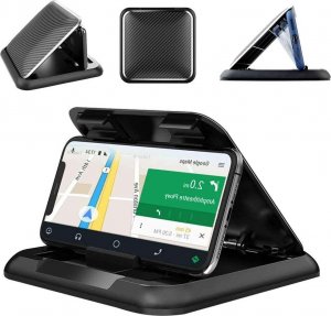 Alogy Uchwyt samochodowy Alogy Carbon na telefon do 6.8 cali GPS na deskę kokpit Czarny + Kabel 3w1 + Ładowarka USB-C + USB 3.1A 28