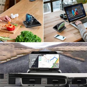 Alogy Uchwyt samochodowy Alogy Carbon na telefon do 6.8 cali GPS na deskę kokpit Czarny + Kabel 3w1 + Ładowarka USB-C + USB 3.1A 3