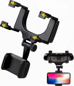 4kom.pl Uchwyt samochodowy do telefonu Na Wsteczne lusterko do auta Czarny 12